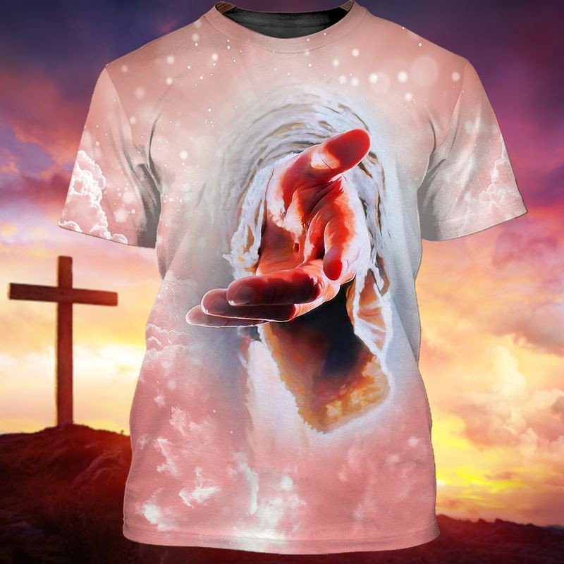 Be Still And Know I Am God Jesus Cross All Over Print 3D Shirt 3D T-Shirt Pink S