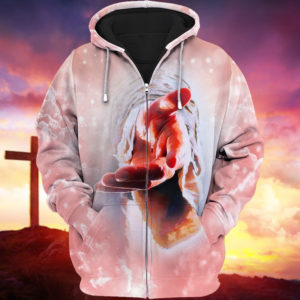 Be Still And Know I Am God Jesus Cross All Over Print 3D Shirt 3D Zip Hoodie Pink S