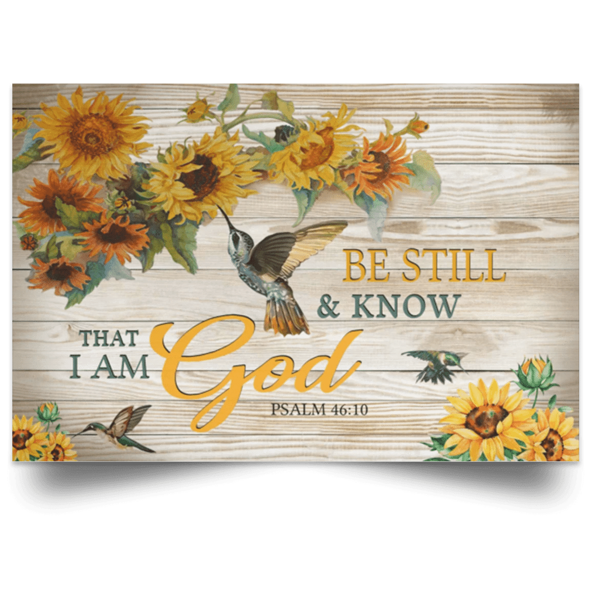 Be Still & Know That I Am God Sunflower Canvas Wall Art Landscape Canvas Yellow 12x8