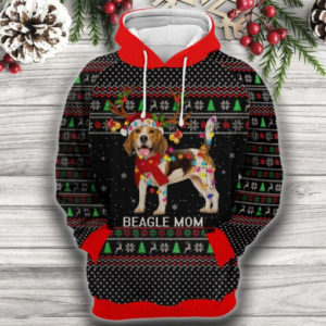 Beagle Mom Beagle Reindeer Light Christmas Sweatshirt 3D Hoodie Black S