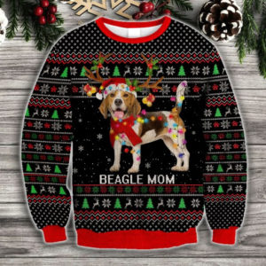 Beagle Mom Beagle Reindeer Light Christmas Sweatshirt 3D Sweatshirt Black S