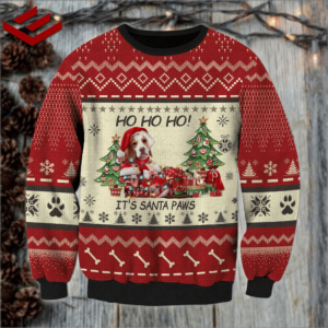 Beagle Santa Ho Ho Ho It's Santa Paws Christmas Sweater AOP Sweater Red S