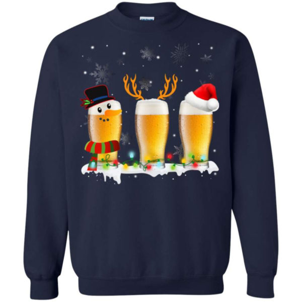 Beer Party Christmas Funny Reindeer Beer Lover Sweatshirt Sweatshirt Navy S