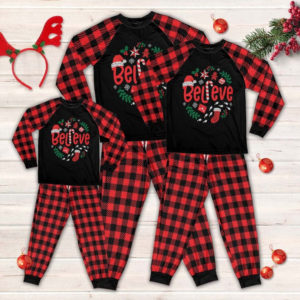 Believe Christmas Stocking Candy Cane Family Pajamas Set product photo 3