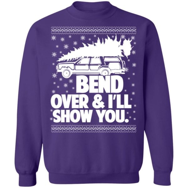 Bend Over & I’ll Show You Christmas Sweatshirt Z65 Crewneck Pullover Sweatshirt Purple S