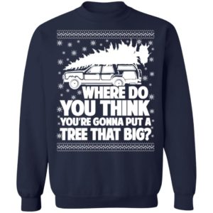 Bend Over & I'll Show You | Where Do You Put A Tree That Big Couple Christmas Sweatshirt FIT A TREE Navy S