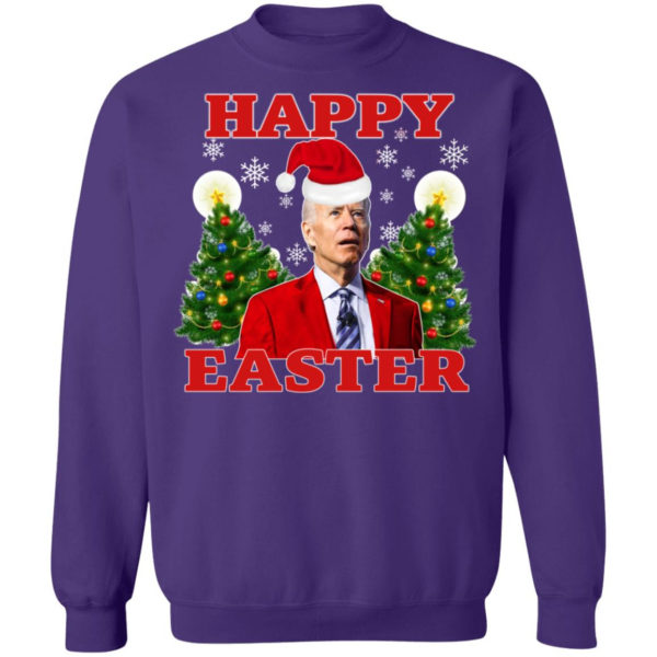 Biden Happy Easter Christmas Sweatshirt Christmas Sweatshirt Purple S