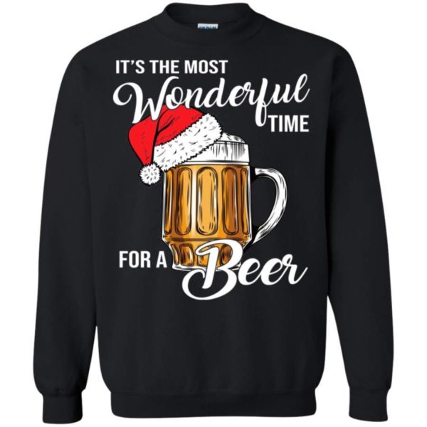 Big A Cup Of Beer It’s The Most Wonderful Time For A Beer Christmas Sweatshirt Sweatshirt Black S