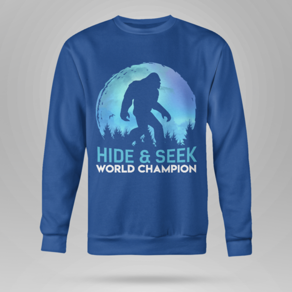 Bigfoot Hide and Seek Champion Shirt Crewneck Sweatshirt Royal Blue S