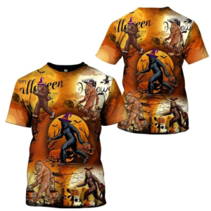 Bigfoot Witch Halloween Costume 3D All Over Print Shirt 3D T-Shirt Orange S