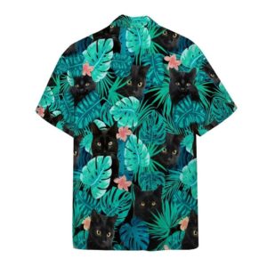 Black Cat Floral Tropical Hawaiian Shirt product photo 1