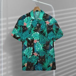 Black Cat Floral Tropical Hawaiian Shirt product photo 2