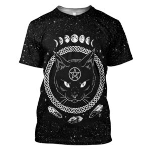 Black Cat Gothic Wiccan 3D Full Print Shirt 3D T-Shirt Black S