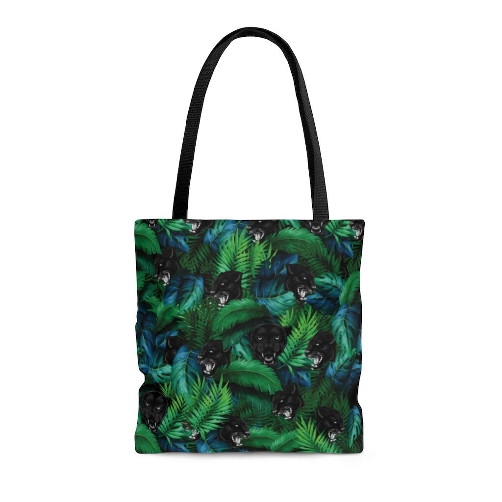 Black Panther Tropical All Over Print Tote Bag Style: Medium