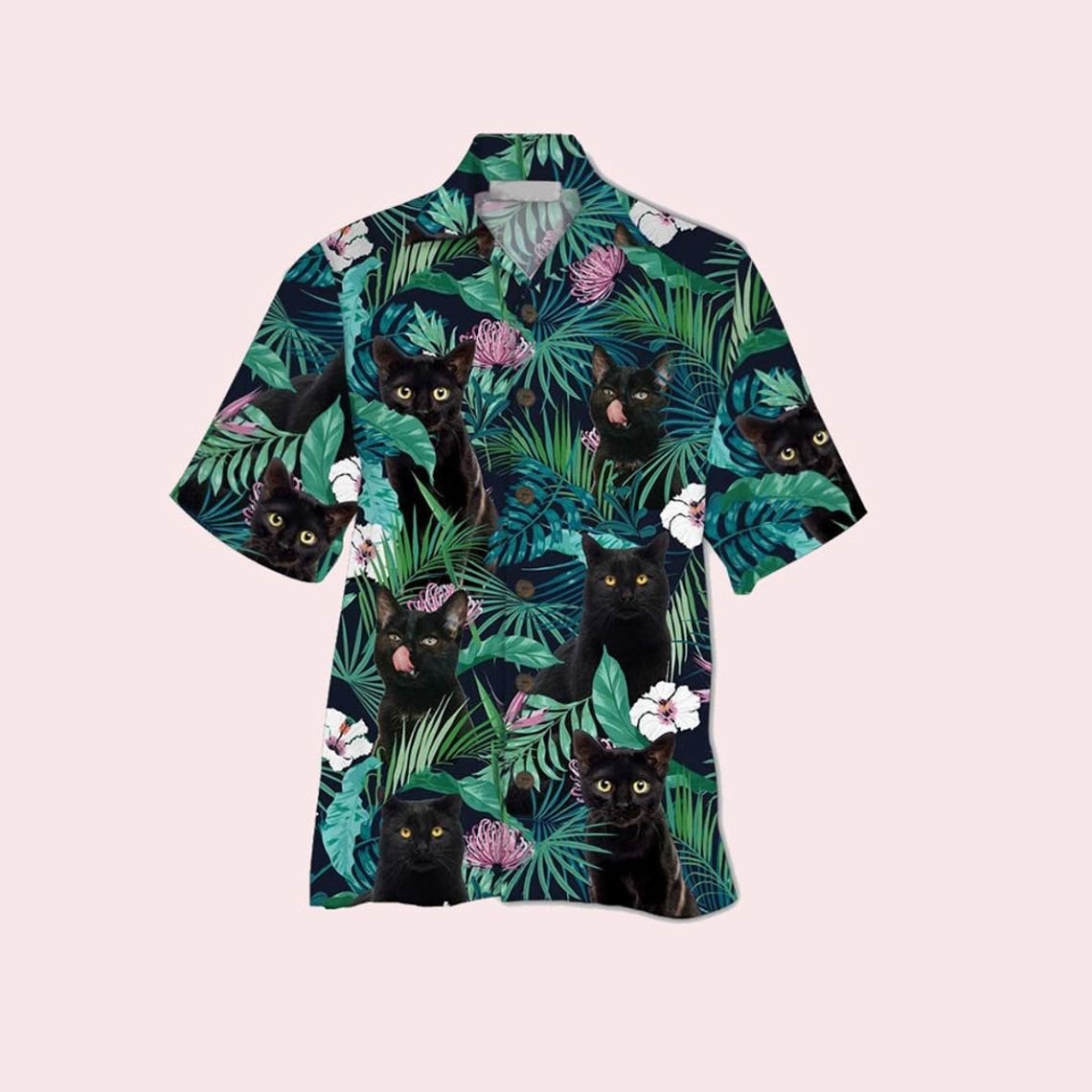 Blackcat tropical hawaiian button shirt & beach short Short Sleeve Hawaiian Shirt Royal S