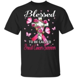 Blessed To be Called Breast Cancer Survivor Cross Flower T-Shirt Unisex T-Shirt Black S