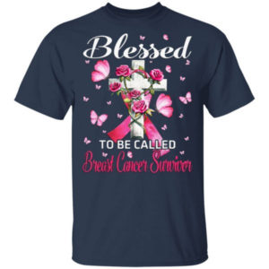Blessed To be Called Breast Cancer Survivor Cross Flower T-Shirt Unisex T-Shirt Navy S