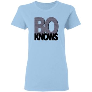 Bo Knows White Shirt Ladies T-Shirt Light Blue S