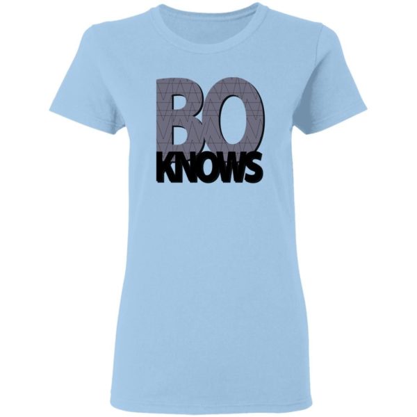 Bo Knows White Shirt Ladies T-Shirt Light Blue S