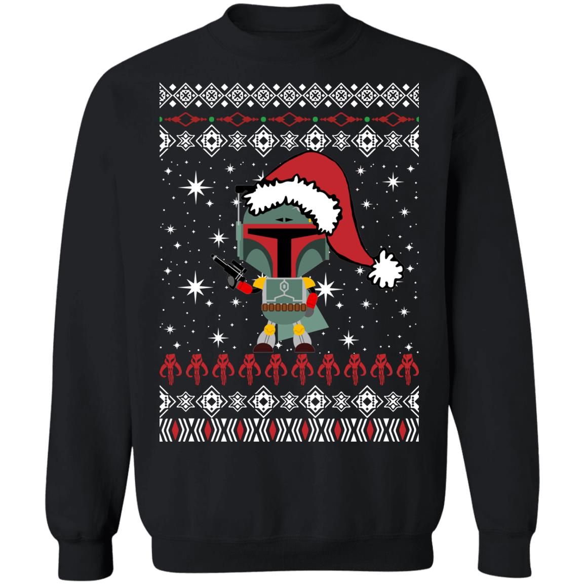 Boba Fett Santa Star Wars Christmas Sweatshirt Style: Sweatshirt, Color: Black