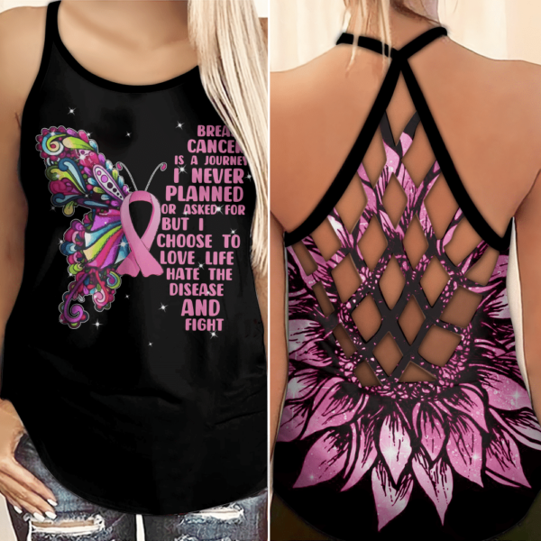 Breast Cancer Awareness Breast Cancer Is A Journey Criss Cross Tank Top Criss Cross Tank Top Black S
