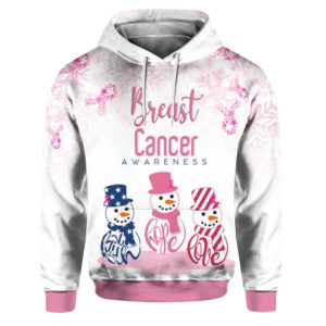 Breast Cancer Awareness Pink Snowman Christmas All Over Print 3D Shirt 3D Hoodie Pink S