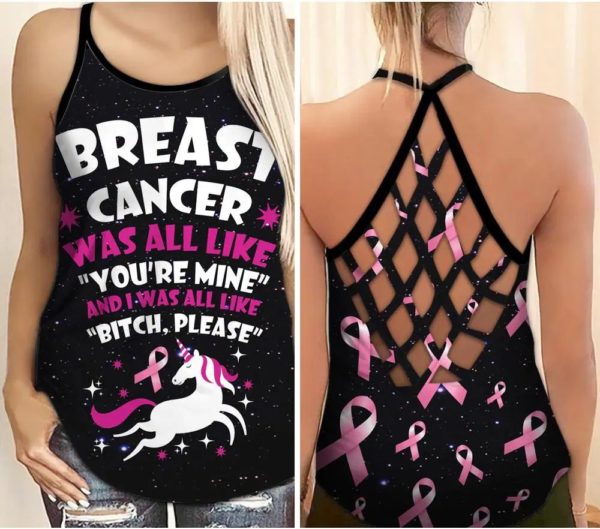 Breast Cancer Awareness Unicorn Criss Cross Tank Top product photo 0