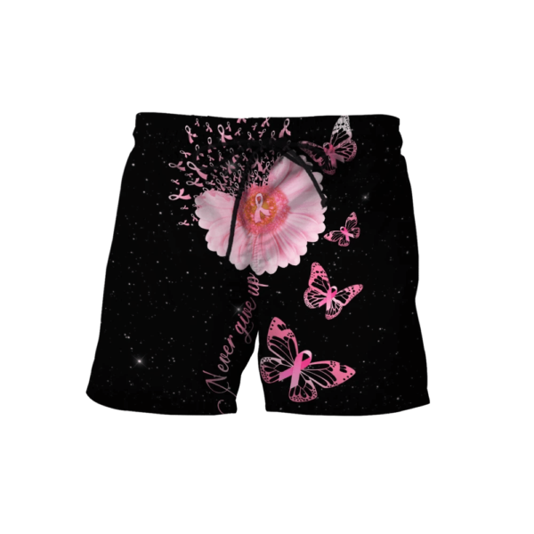 Breast Cancer Never Give Up Pink Flower And Butterfly 3D All Over Printed Shirt Short Pant Pink S