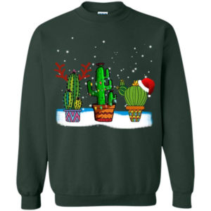 Cactus Christmas Watercolor Cactus Lover Christmas Sweatshirt Sweatshirt Forest Green S