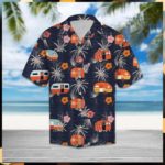 Camper Camping Tropical Hawaiian Shirt Short Sleeve Hawaiian Shirt Black S