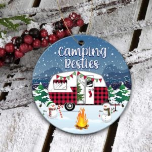 Camping Besties Camping Car Circle Ornament Circle Ornament Red 1-pack
