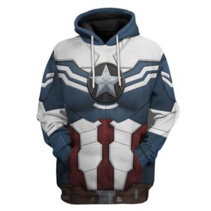 Captain America Cosplay Custom 3D All Over Print 3D Hoodie Navy S