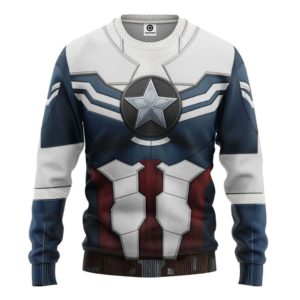 Captain America Cosplay Custom 3D All Over Print 3D Sweatshirt Navy S