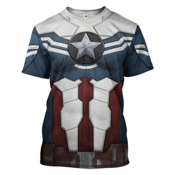 Captain America Cosplay Custom 3D All Over Print 3D T-Shirt Navy S