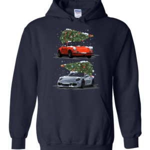 Carrying Christmas Trees Car Lover Christmas Hoodie Sweatshirt Hoodie Navy S