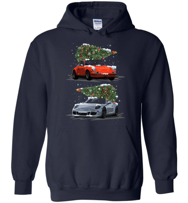 Carrying Christmas Trees Car Lover Christmas Hoodie Sweatshirt Hoodie Navy S