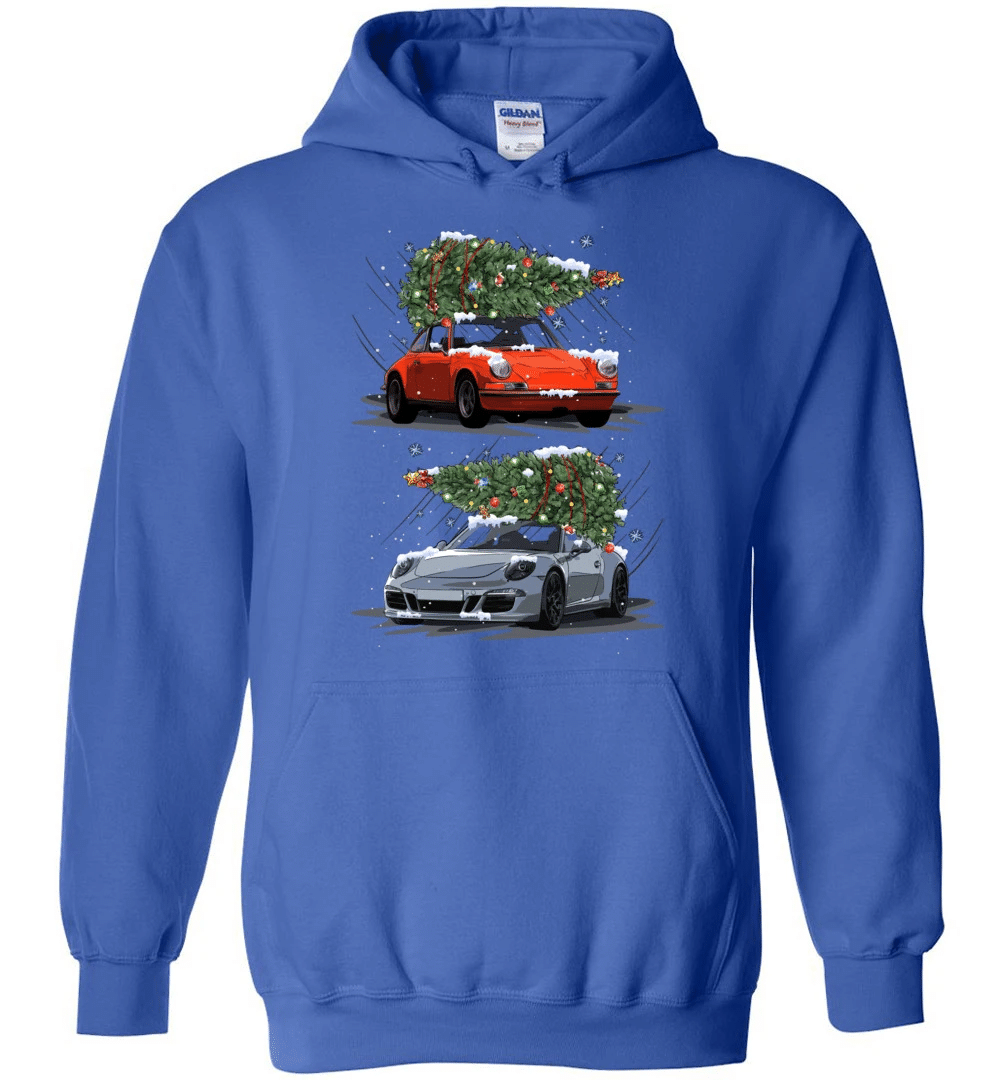 Carrying Christmas Trees Car Lover Christmas Hoodie Sweatshirt Style: Hoodie, Color: Royal Blue