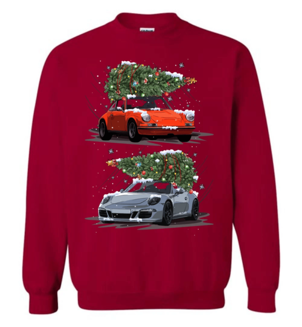 Carrying Christmas Trees Car Lover Christmas Hoodie Sweatshirt Sweatshirt Cardinal Red S