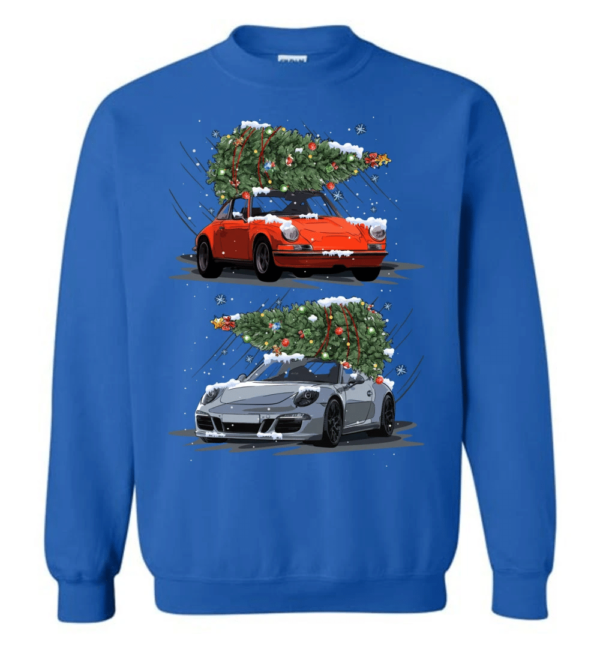 Carrying Christmas Trees Car Lover Christmas Hoodie Sweatshirt Sweatshirt Royal S