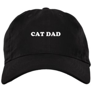 Cat Dad Embroidered Hat BX001 Brushed Twill Unstructured Dad Cap Black One Size