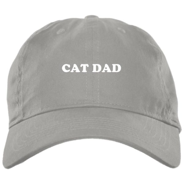 Cat Dad Embroidered Hat BX001 Brushed Twill Unstructured Dad Cap Light Grey One Size