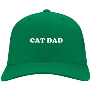 Cat Dad Embroidered Hat CP80 Twill Cap Kelly Green One Size