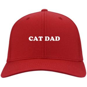 Cat Dad Embroidered Hat CP80 Twill Cap Red One Size