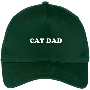 Cat Dad Embroidered Hat CP86 Five Panel Twill Cap Hunter One Size