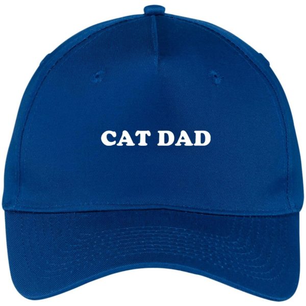 Cat Dad Embroidered Hat CP86 Five Panel Twill Cap Royal One Size
