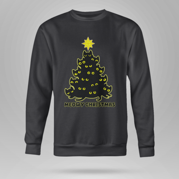 Cat Trees Meowy Christmas Shirt Crewneck Sweatshirt Black S