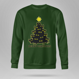 Cat Trees Meowy Christmas Shirt Crewneck Sweatshirt Forest Green S