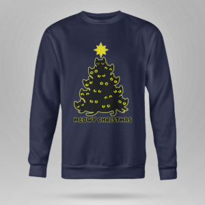 Cat Trees Meowy Christmas Shirt Crewneck Sweatshirt Navy S