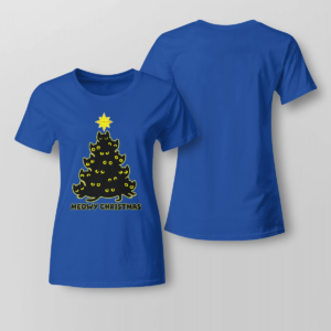 Cat Trees Meowy Christmas Shirt Ladies T-shirt Royal Blue XS