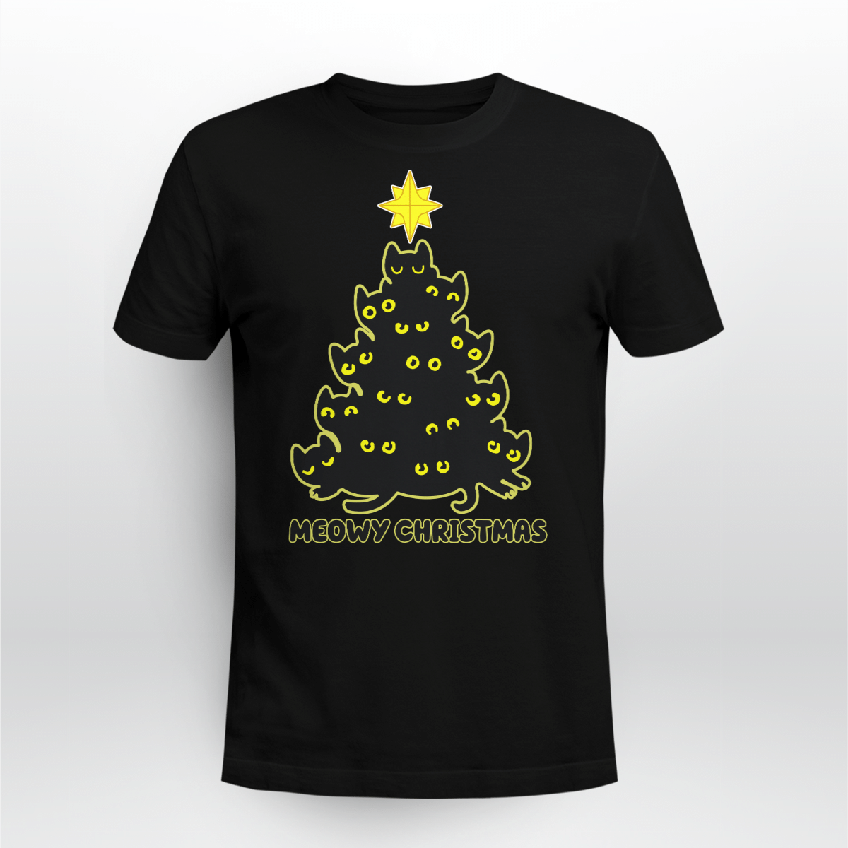 Cat Trees Meowy Christmas Shirt Style: Unisex T-shirt, Color: Black